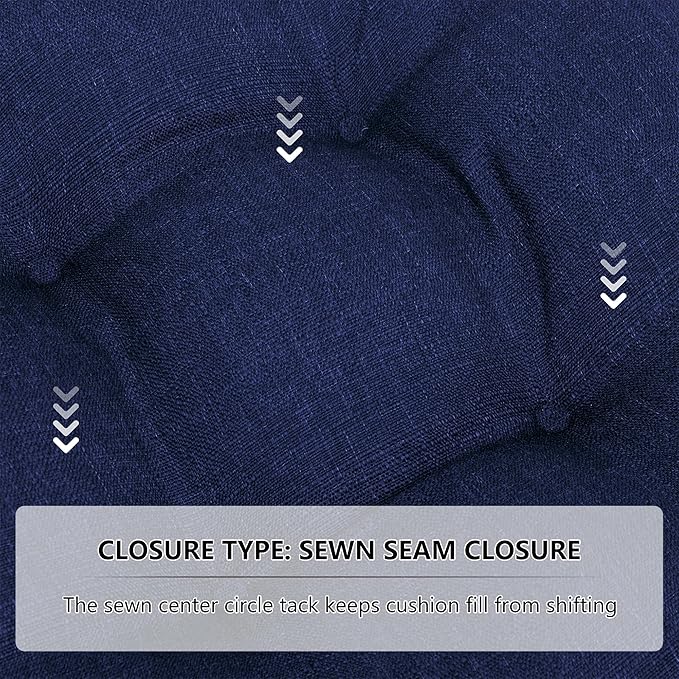 RACE LEAF Outdoor Seat Cushions Set of 2, 19" x 19" Square Patio Cushions, Plump Filling Tufted Water-Resistant Olefin Chair Seat Cushion with Ties for Non-Slip Support, Navy