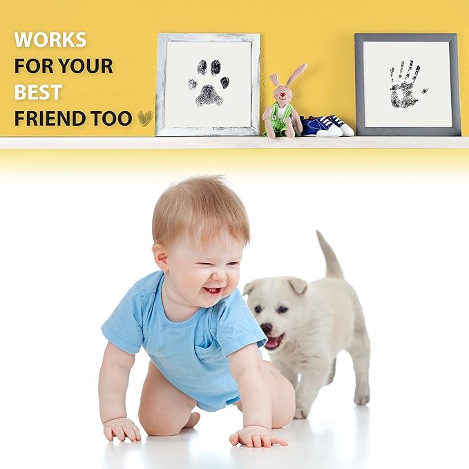 Extra Large Clean Touch Ink Pad for Baby Handprints and Footprints – Inkless Infant Hand & Foot Stamp – Safe for Babies, Doesn’t Touch Skin – Perfect Family Memory or Gift by Tiny Gifts, Black