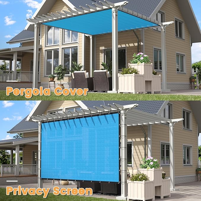 VICLLAX Shade Fabric Sun Shade Cloth with Every 2 FT Grommets for Patio Garden Pergola Cover Canopy 3x14 FT, Mixed Turquoise