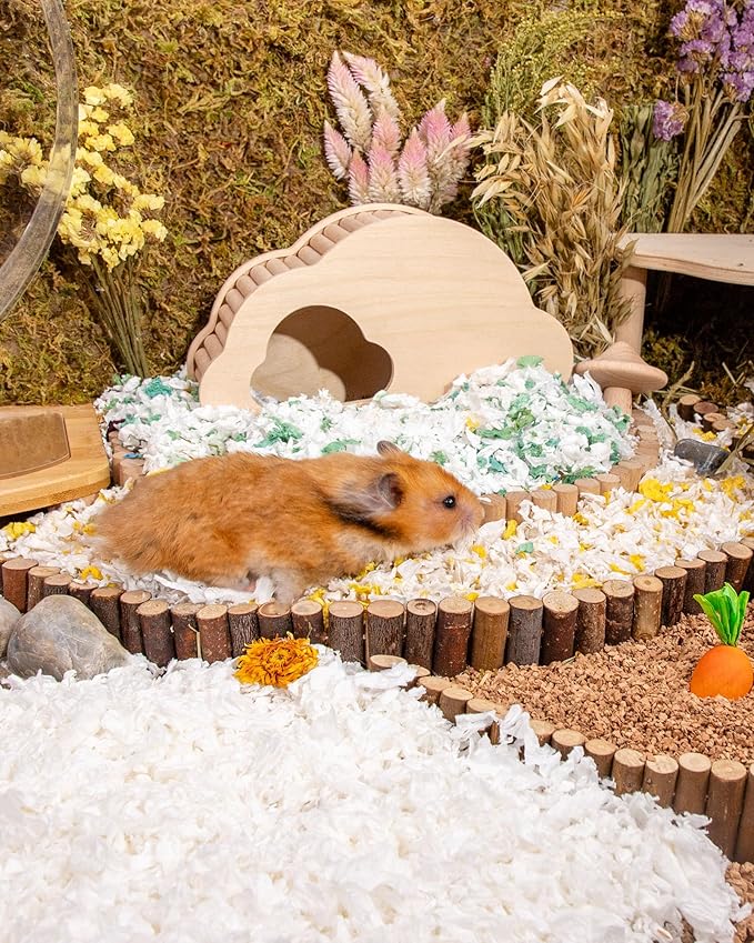 Niteangel Aspen Shaving Hamster Beddings for Syrian Dwarf Hamster Gerbil Mice Degu Rat Rabbit Bunny Guinea Pig Chinchilla Hedgehog or Other Small Pets (65L - White Paper Bedding)