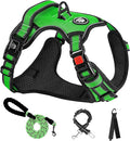 NESTROAD No Pull Dog Harness,Adjustable Oxford Dog Vest Harness with Leash,Reflective No-Choke Pet Harness with Easy Control Soft Handle for Large Dogs(X-Large,FluorescentGreen)