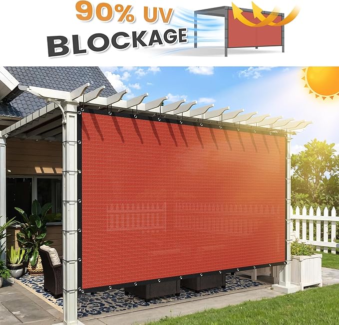 VICLLAX Shade Fabric Sun Shade Cloth with Every 2 FT Grommets for Patio Garden Pergola Cover Canopy 8x9 FT, Rust Red