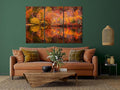 Nature Wall Art Prints - Ocean Forest Mountain Lake Canvas Landscapes - Small to Extra Large Living Room Bedroom Kitchen Bathroom Décor (Autumn Forest with Lake, 39L" x 59W" - 3 Panels)