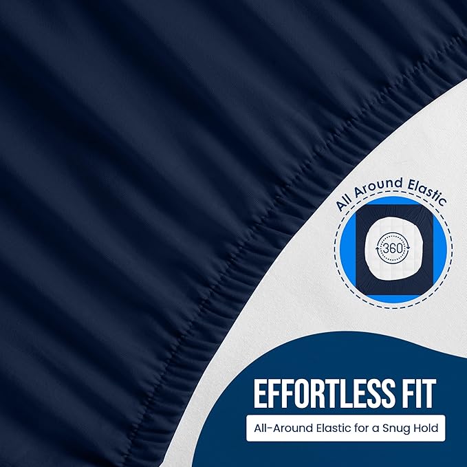 Utopia Bedding Waterproof Mattress Protector Queen Size, Premium Terry Mattress Cover 200 GSM, Breathable, Fitted Style with Stretchable Pockets (Navy Blue)