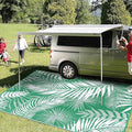 Outdoor Rug 8'x10' Waterproof for Patios Clearance, Reversible Outdoor Plastic Straw Rug Camping Carpet, Outside Floor Mats Large Area Rugs for RV,Patio,Deck,Porch, Beach,Balcony,Green&White