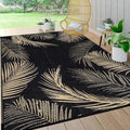Pauwer Waterproof Outdoor Rug 8x10, Reversible Plastic Straw Patio Camping Rug, Indoor Outdoor RV Mat Carpet for Deck, Camper, Porch, Balcony, Backyard, Picnic, Leaf Black Brown