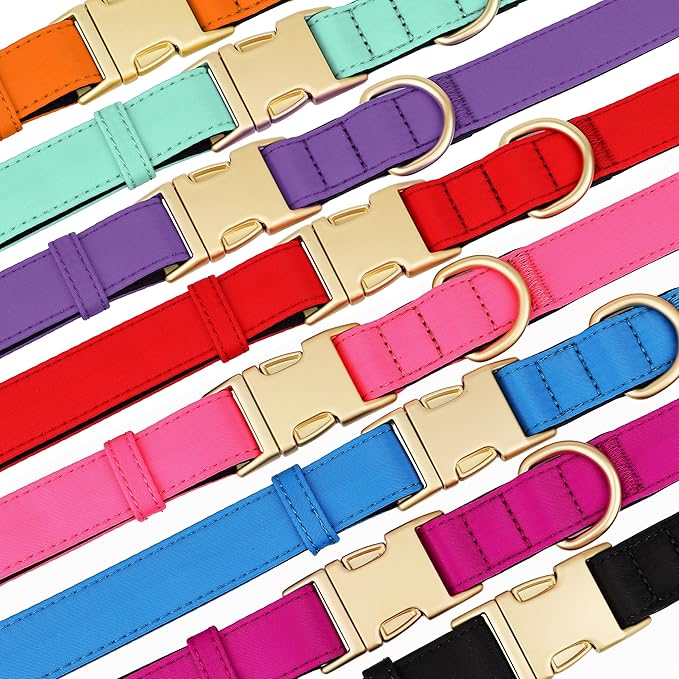 Didog Soft Padded Dog Collars for Small Dogs, Colorful and Durable Dog Collar with Quick Release Buckle, Light and Breathable for Daily Walking, Red, S
