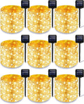 Treela 9 Pack Solar String Lights for Outside, 39 ft 100 LED Outdoor Fairy Lights Waterproof Copper Wire 8 Modes Solar Twinkle Lights for Patio Garden Tree Yard Party Decor(Warm White)