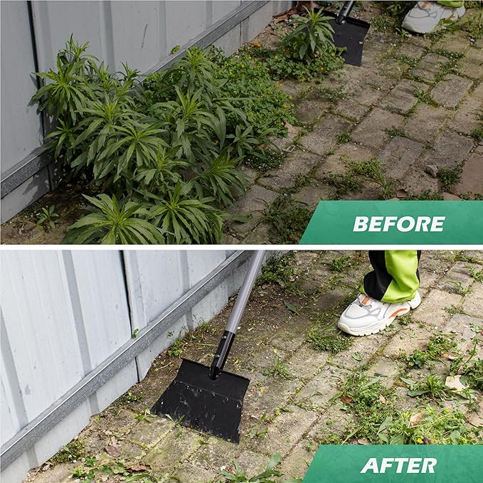 Suchtale Manual Edger Lawn Tool, Multifunctional Garden Cleaning Shovel - Heavy Duty Steel Flat with 54" Adjustable Handle, Gardening Scraper, Outdoor Spade Tool for Weeding, Digging, Ice Removal
