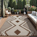 MontVoo Outdoor Rug 8x10 Waterproof Patio Rug-Outdoor Carpet Mat Reversible Plastic Straw Outside Outdoor Rug for RV Camping Picnic Balcony Backyard Pool Deck Porch Modern Boho Beige Brown