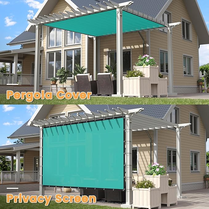 VICLLAX Shade Fabric Sun Shade Cloth with Every 2 FT Grommets for Patio Garden Pergola Cover Canopy 3x22 FT, Turquoise