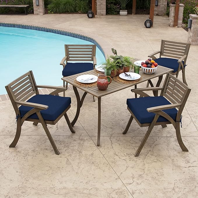 Arden Outdoor Seat Cushion, 19 x 19, Rain-Proof, Fade Resistant Sapphire Blue Leala