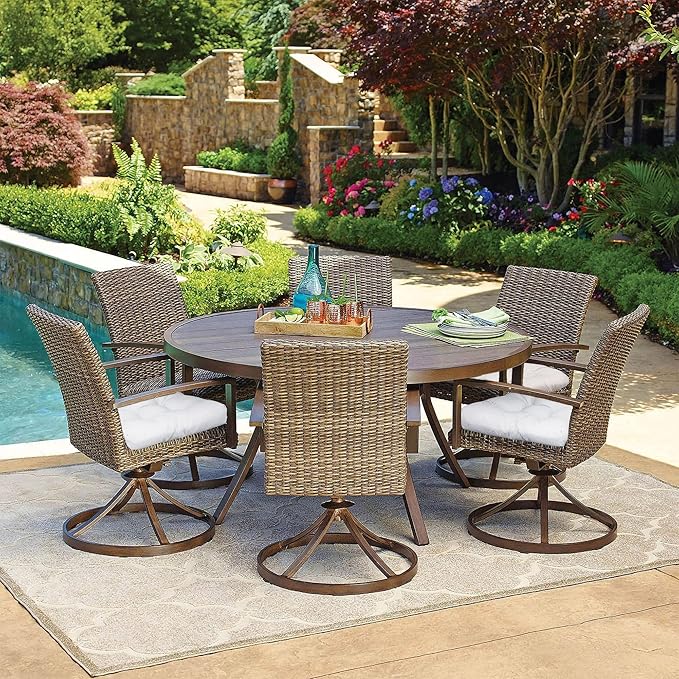 RACE LEAF Chair Cushions 19" x 19" Patio Chair Seat Pads, Set of 2 Thick Fill Tufted Square Patio Cushions, Water-Resistant with Ties for Non-Slip Support, Beige