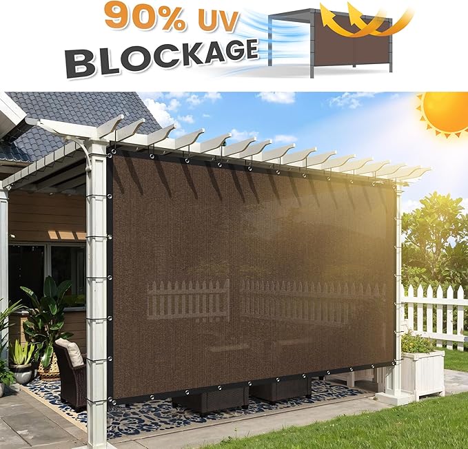 VICLLAX Shade Fabric Sun Shade Cloth with Every 2 FT Grommets for Patio Garden Pergola Cover Canopy 3x9 FT, Mocha