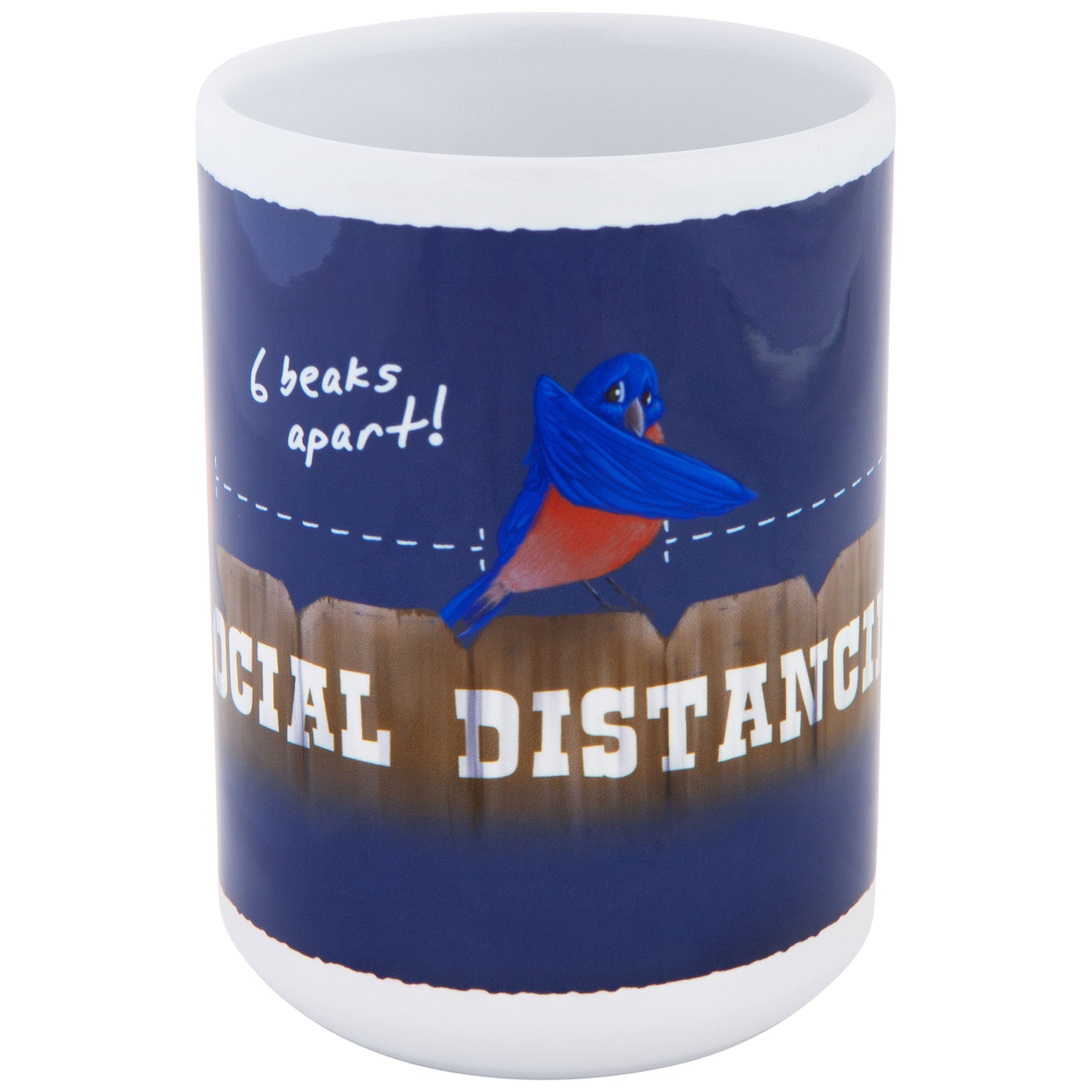 GreaterGood Social Distancing Bird Ceramic Mug, 15 oz Capacity