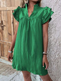 Elegant Ruffled Cap Sleeve Mini Dress Feminine & Flowy Summer Dress