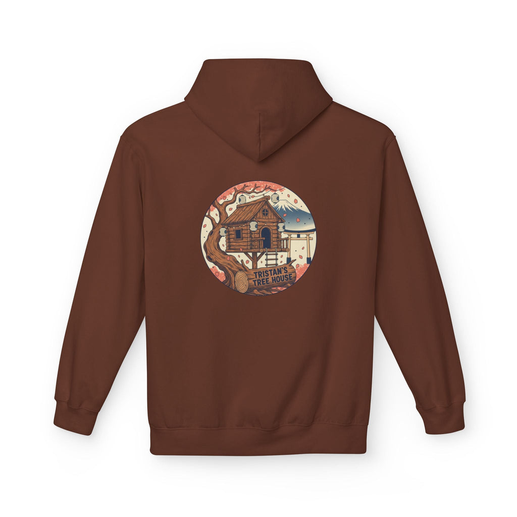 Hoodie — “Love is a Universal Language” Cozy Retro Cabin Graphic Hoodie
