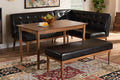 Baxton Studio Arvid Mid-Century Modern Dark Brown Faux Leather Upholstered 4-Piece Wood Dining Nook Set