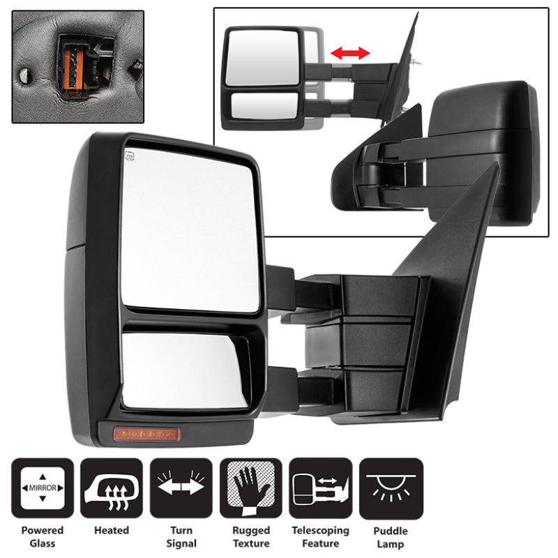 SPYDER Xtune Ford F150 07-14 Power Heated Amber LED Signal Telescoping Mirror Left MIR-FF15007S-PWH-AM-L 9935381