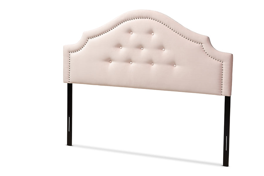 Baxton Studio Cora Modern and Contemporary Light Pink Velvet Fabric Upholstered Queen Size Headboard