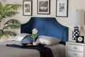 Baxton Studio Avignon Modern and Contemporary Navy Blue Velvet Fabric Upholstered Queen Size Headboard