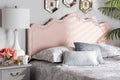Baxton Studio Nadeen Modern and Contemporary Light Pink Velvet Fabric Upholstered King Size Headboard