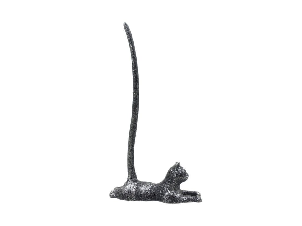 Rustic Silver Cast Iron Sitting Cat Bathroom Extra Toilet Paper Stand 19""