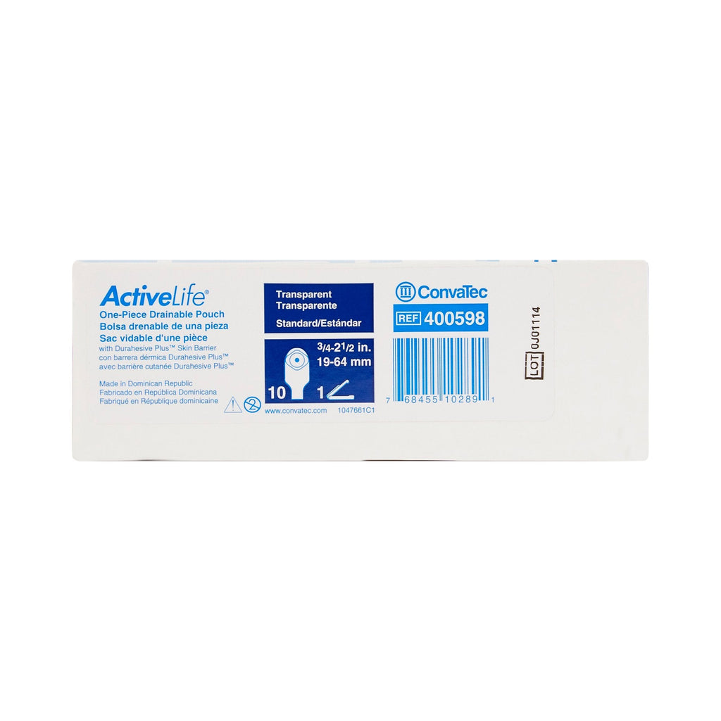 ActiveLife® One-Piece Transparent Colostomy Pouch, Cut to Fit Stomas 19 – 64 mm 400598