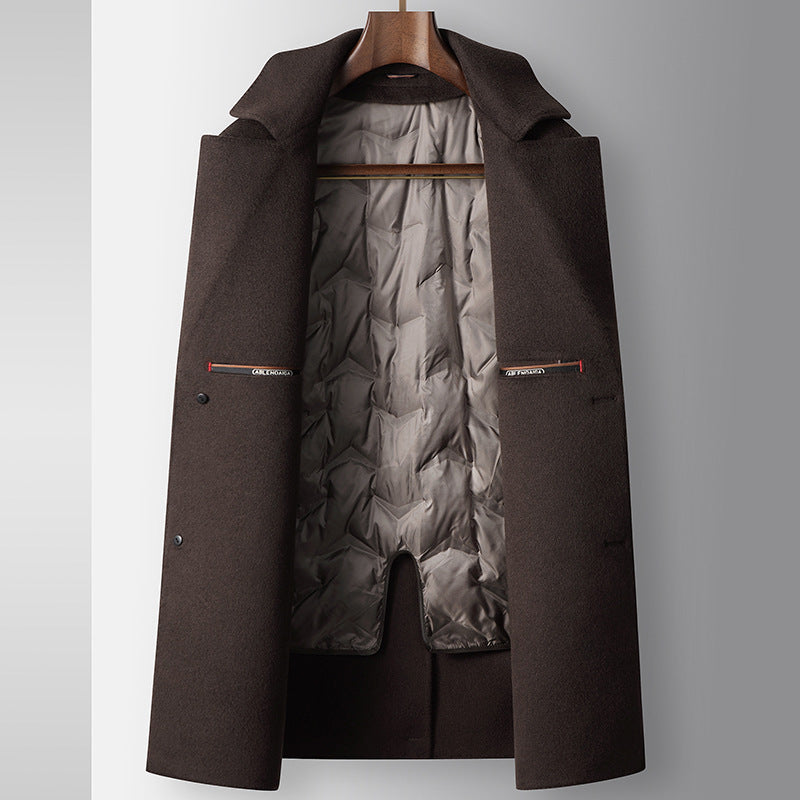 Men's Coat Autumn And Winter Mid-length Detachable White Goose Down Inner Youth High-end Business Handmade