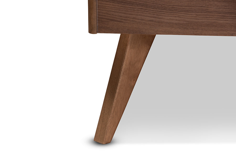 Baxton Studio Calisto Mid-Century Modern Walnut Brown Finished Wood Full Size Platform Bed