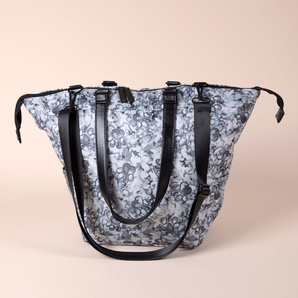 GreaterGood Paw Print Shoulder Tote Bag with Faux Leather Handles