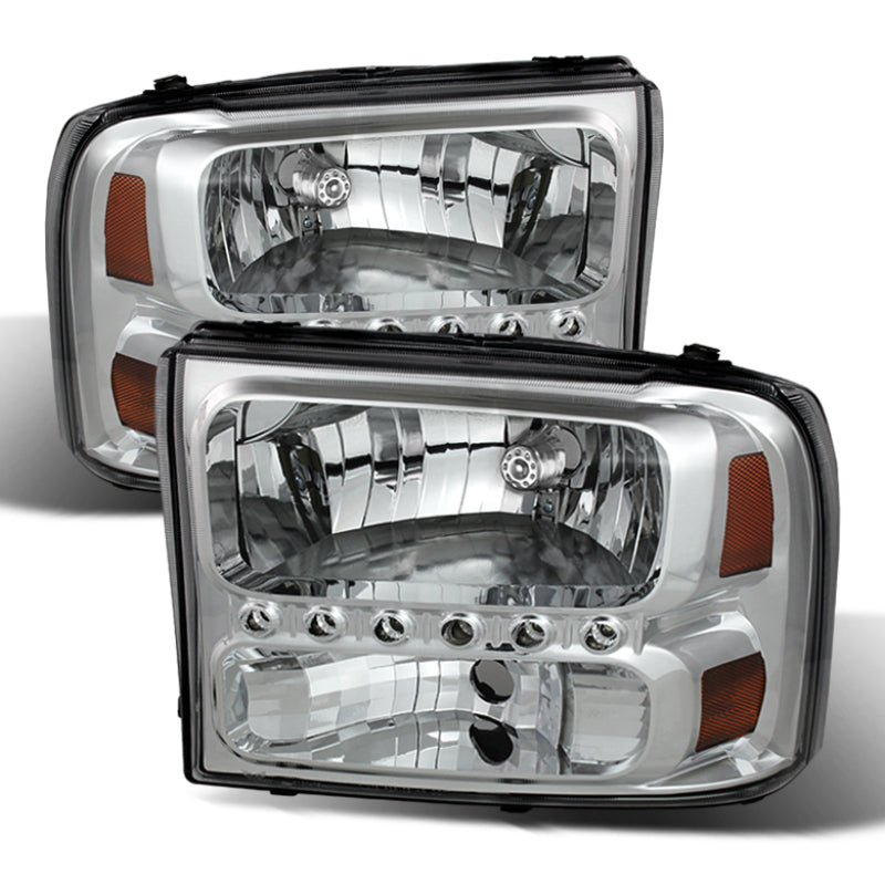 SPYDER Xtune Ford F250 F350 Super Duty 99-04 1Pc Headlights w/ LED Chrome HD-JH-FF25099-LED-C 9026171