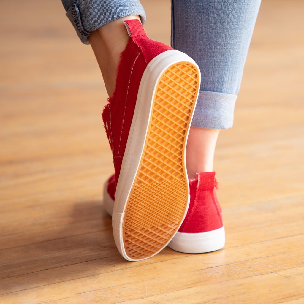 Girlie Girl Canvas Slip-On Sneakers by GreaterGood - Distressed Detail