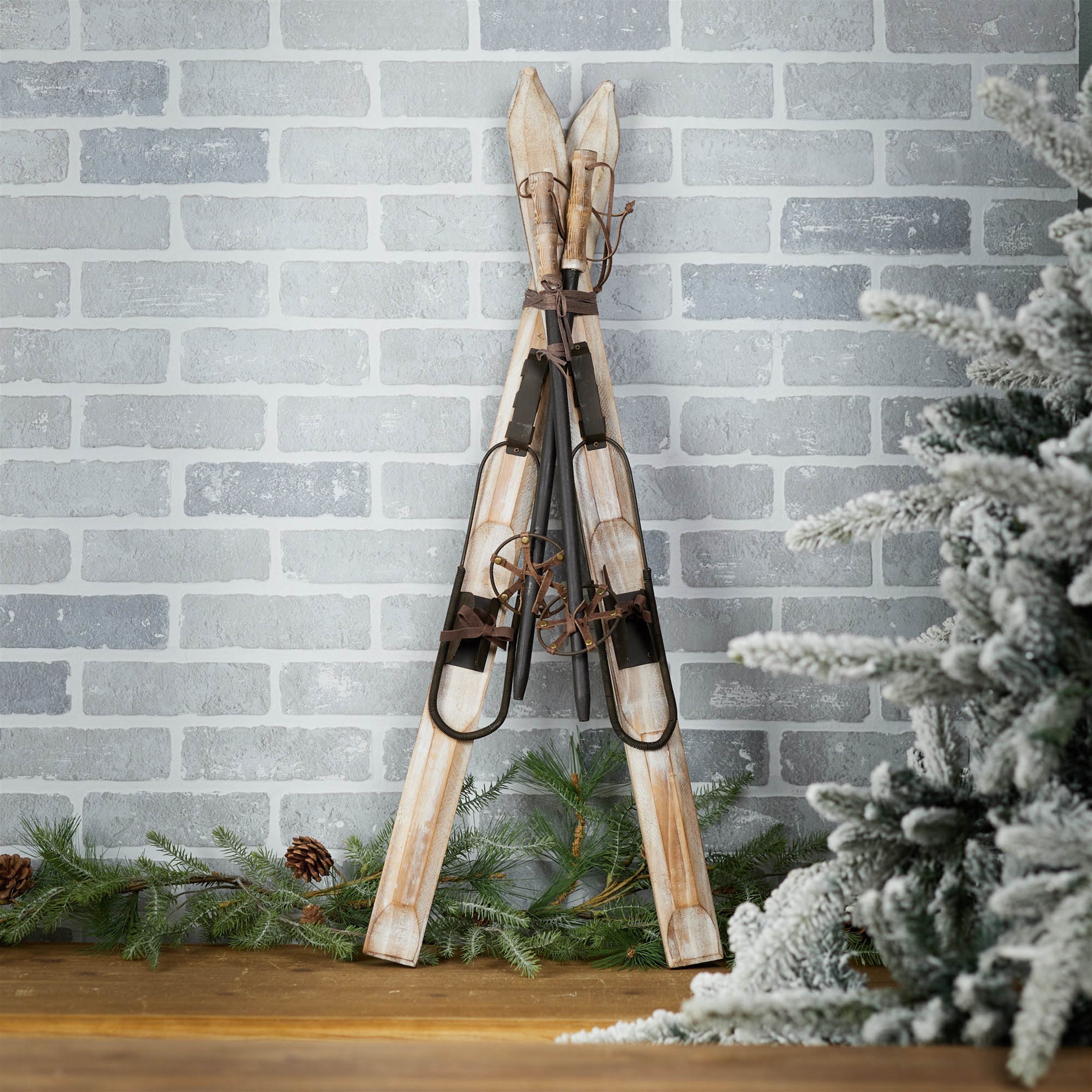Decorative Pair of Skis and Poles 36"H