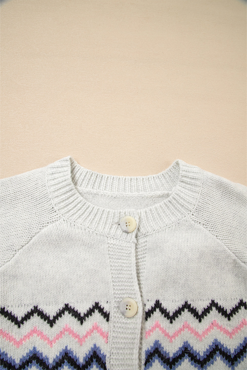 Pink Stripe Geometric Button Up Sweater Cardigan