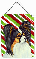Papillon Candy Cane Holiday Christmas Wall or Door Hanging Prints Aluminum Metal Sign Kitchen Wall Bar Bathroom Plaque Home Decor Front Door Plaque, 12x16, Multicolor