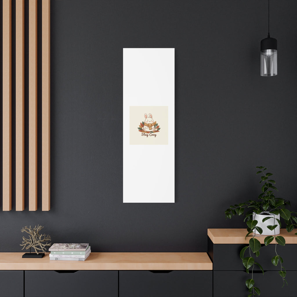 Cozy Bunny Illustration Canvas | Cute Critter Winter Forest Art
