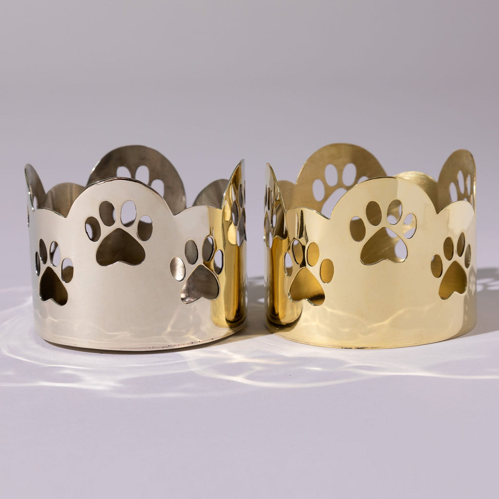Paw Print Mixed Metal Candle Holder - Handcrafted GreaterGood Home Accent