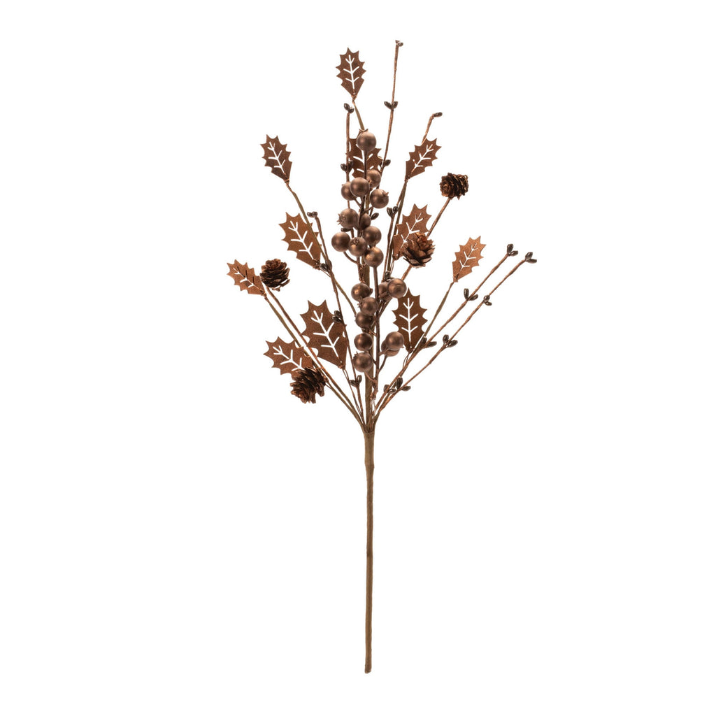 Mixed Holly Berry Pinecone Spray (Set of 6)