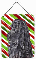 Black Cocker Spaniel Candy Cane Christmas Wall or Door Hanging Prints Aluminum Metal Sign Kitchen Wall Bar Bathroom Plaque Home Decor Front Door Plaque, 12x16, Multicolor