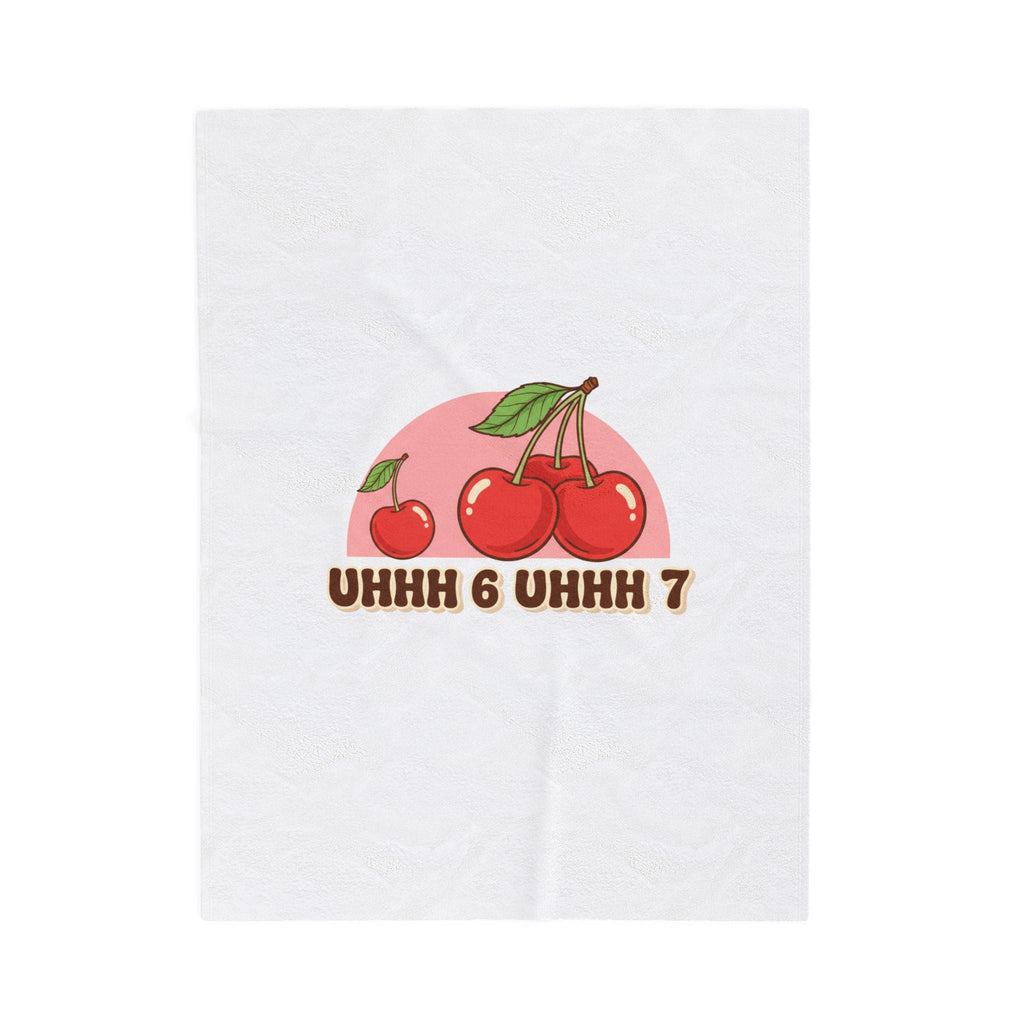 6 7 Cherry Retro Graphic Blanket | Kawaii Fruit Print
