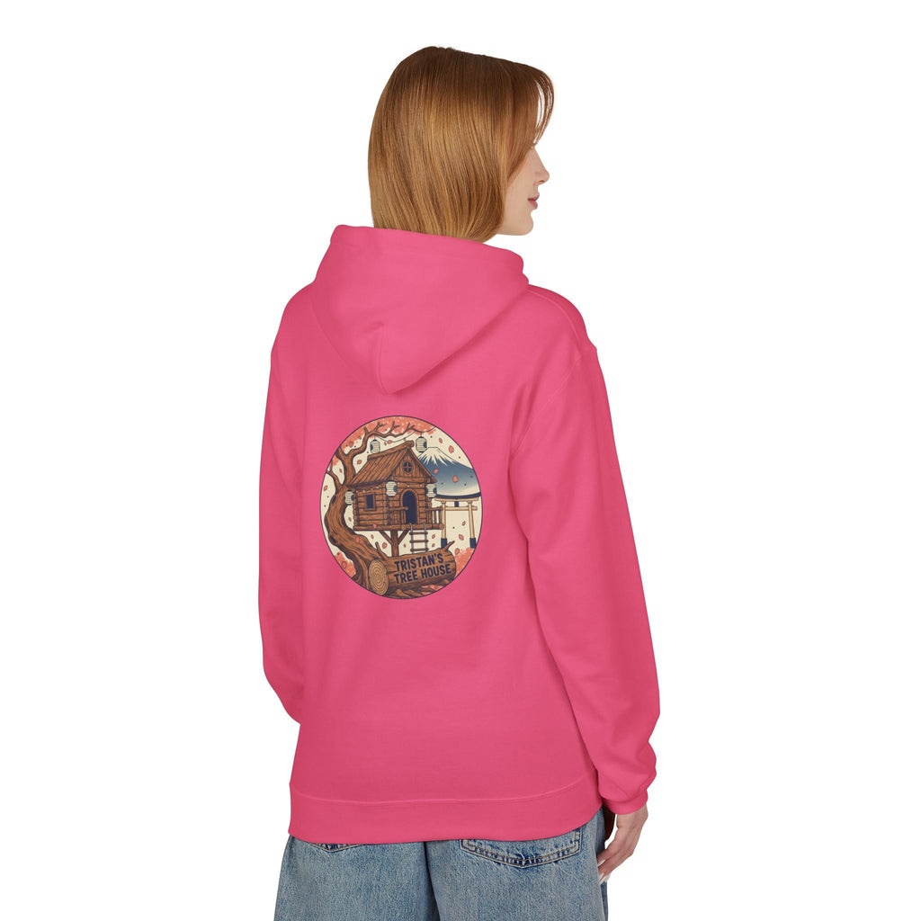 Hoodie — “Love is a Universal Language” Cozy Retro Cabin Graphic Hoodie