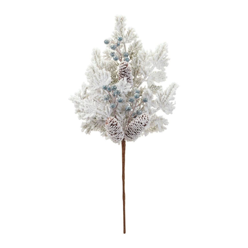 Flocked Pine Berry Spray (Set of 2)