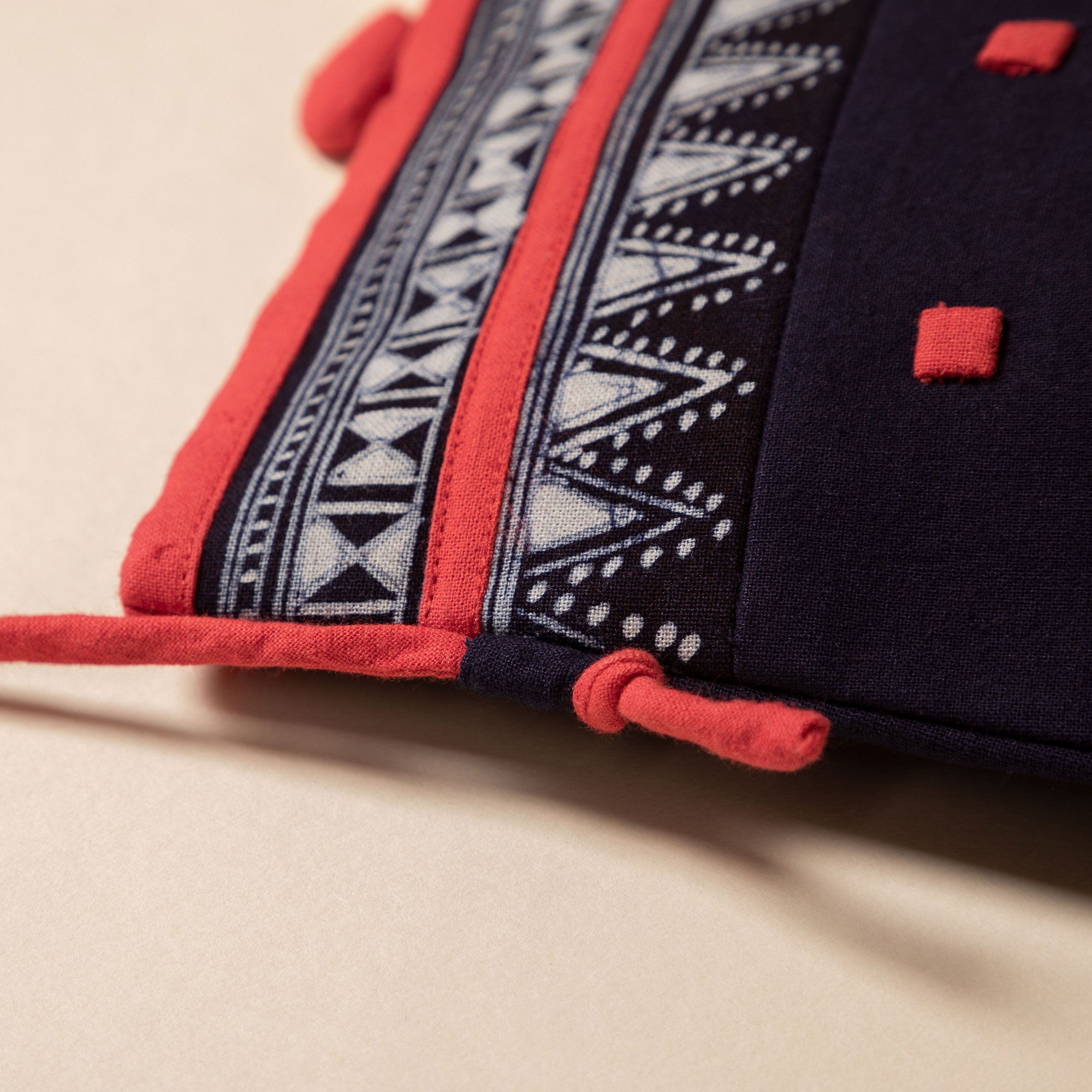 Hmong Batik Cotton Crossbody Bag with Hand Embroidered Accents