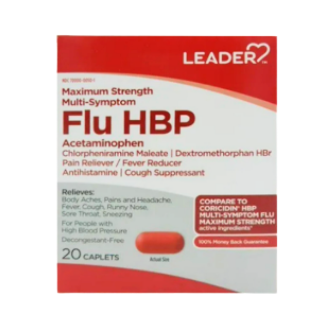 Leader Flu HBP Relief Caplets (20 ct)