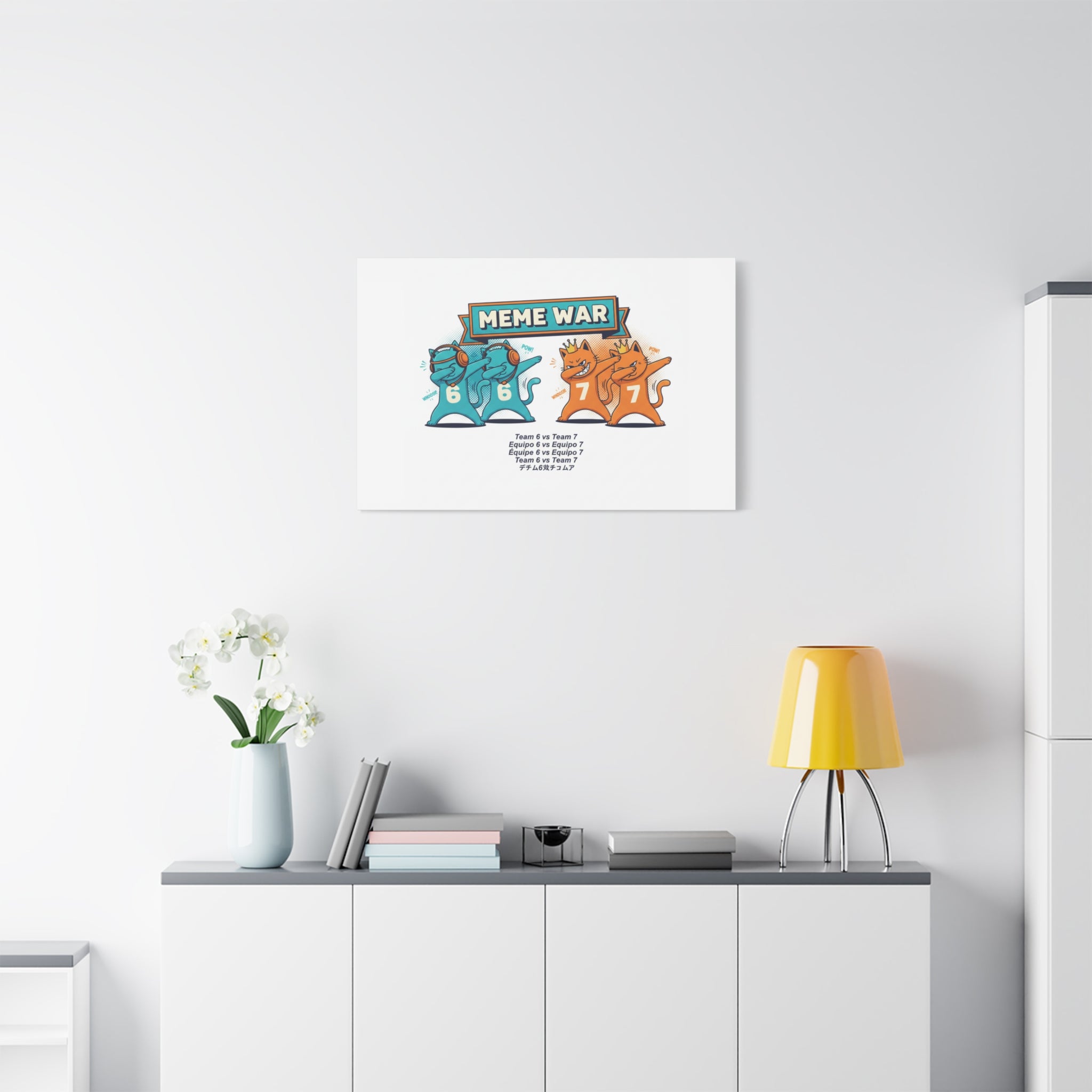 Meme War: Six vs. Seven Canvas Wall Art