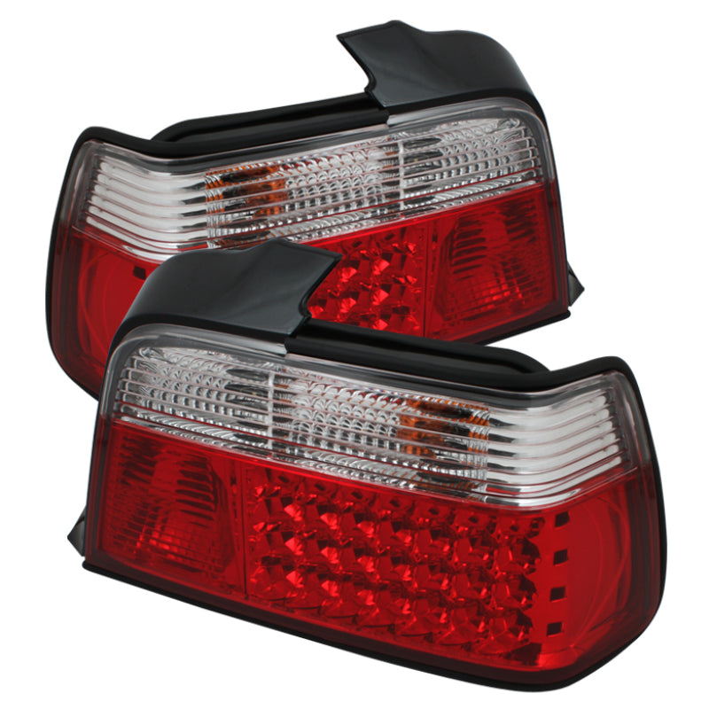 SPYDER BMW E36 3-Series 92-98 4Dr LED Tail Lights Red Clear ALT-YD-BE3692-4D-LED-RC 5000576