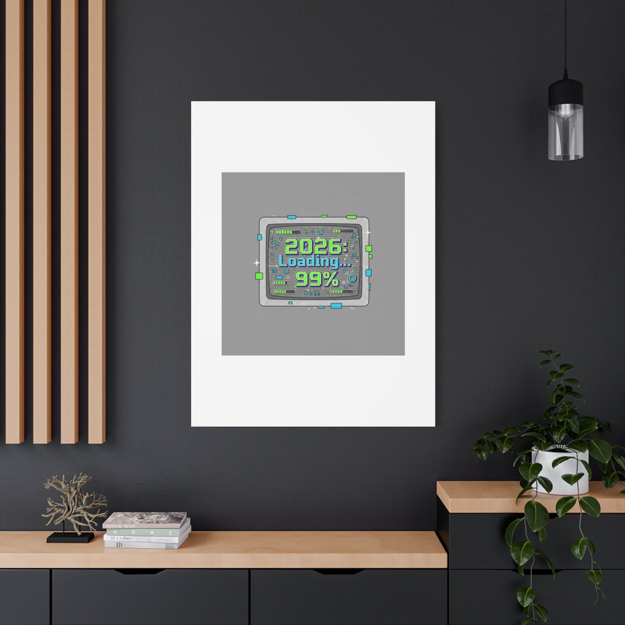2026 Loading 99% Canvas | NYE countdown, retro system interface