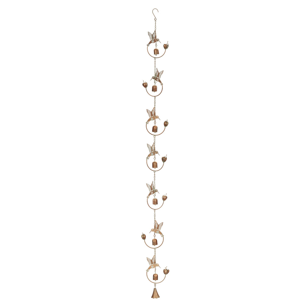 Iron Hummingbird and Bell Rain Chain