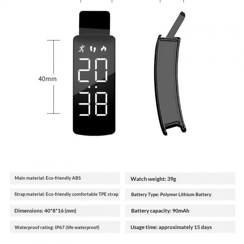 Pedometer Vibration Alarm Waterproof Smartwatch